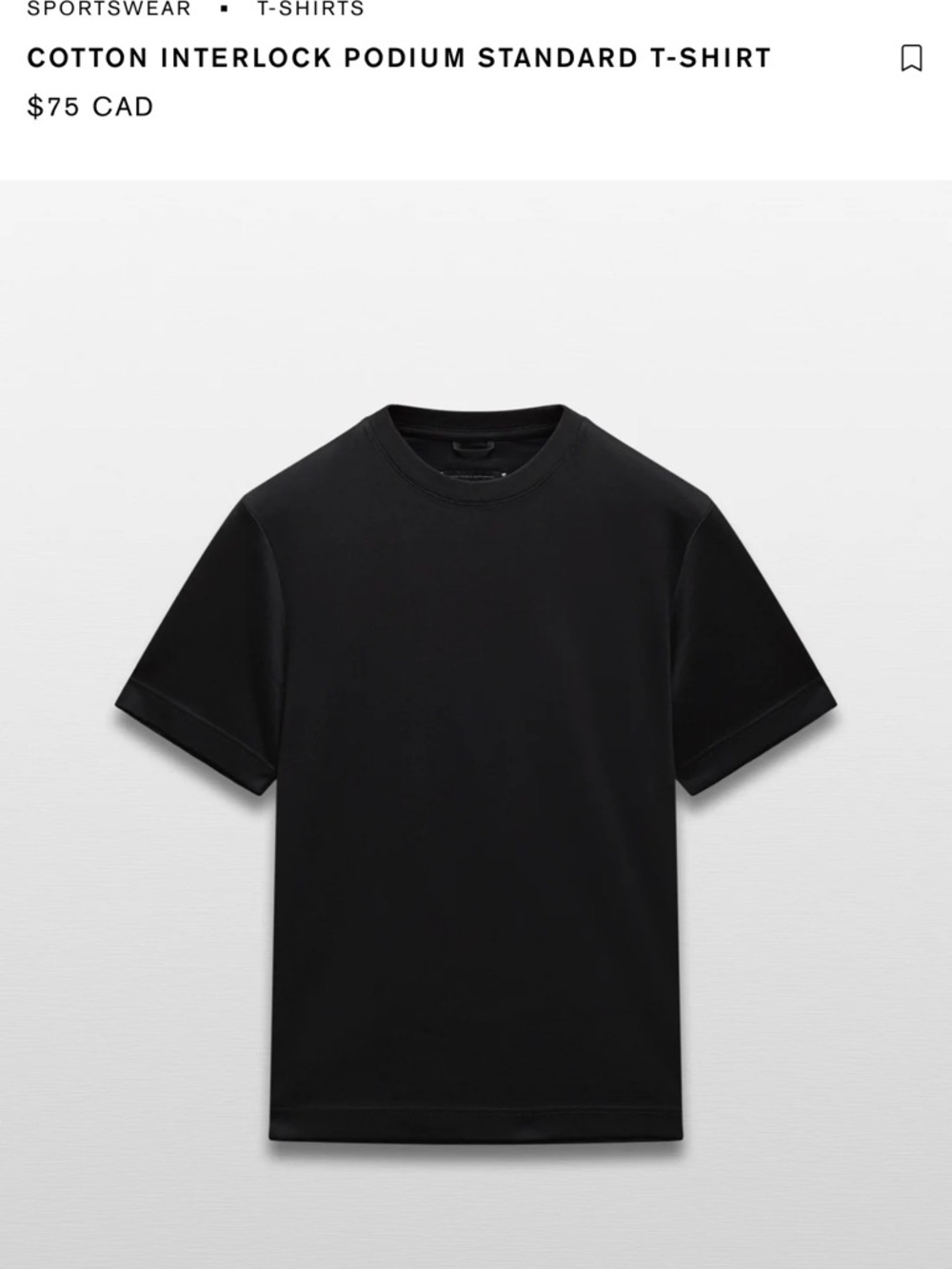 Reigning Champ Black Cotton Crewneck T-Shirt